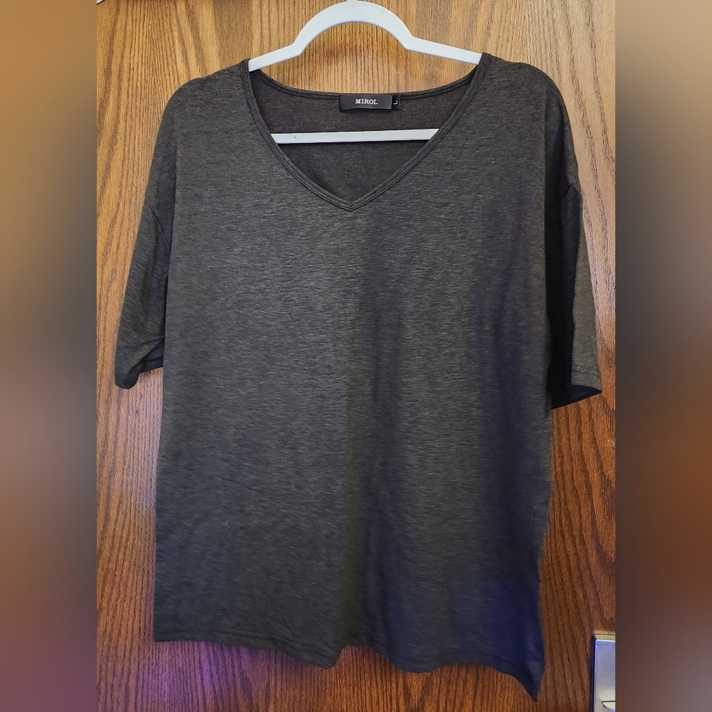 Women's, Gray, Dress Shirt, Large